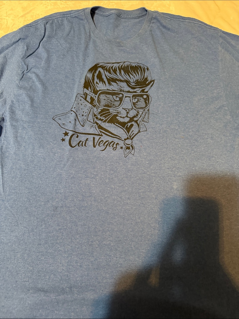 Cat Vegas Graphic Short Sleeve Tee - Light Blue